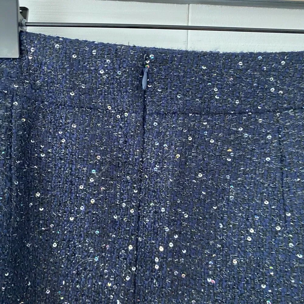 Loft NWT Plus 16 Mini Skirt Pockets Navy Sequin Party Event Work Holiday